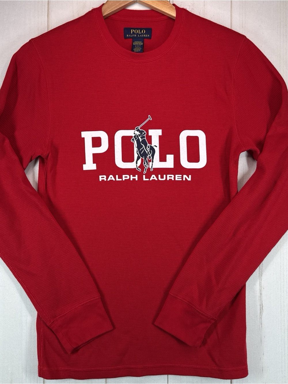 Polo Ralph Lauren Pajama Top Mens Small Red Waffle Knit POLO Logo Sleepwear